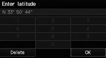 1. Enter the latitude. Select OK.