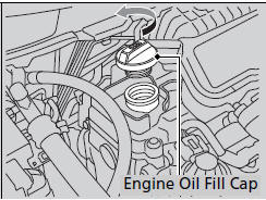 1. Unscrew and remove the engine oil fill cap.