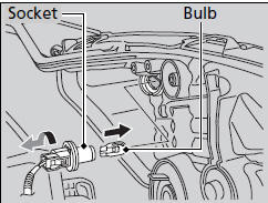 1. Turn the socket to the left and remove it.