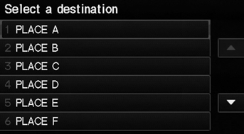 1. Select a destination from the list.