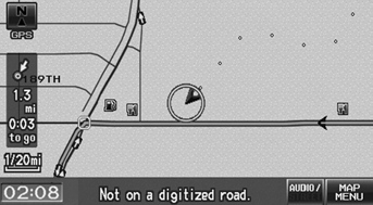 A message “Not on a digitized road” may appear