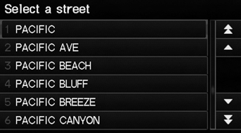 2. Select your destination street from