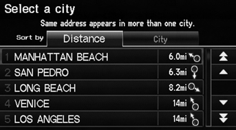Select the desired city from the list.
