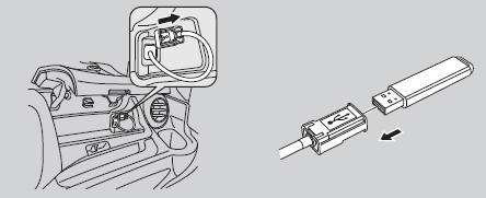 1. Unclip the USB connector in the center console and loosen the adapter