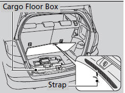 Pull up the strap and open the cargo area floor