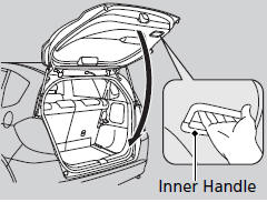 To close the tailgate, grab the inner handle,