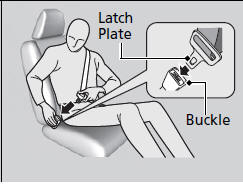 2. Insert the latch plate into the buckle, then