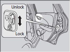 Slide the lever in the rear door to the lock