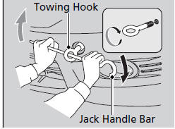 3. Screw the towing hook into the hole, and