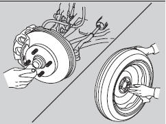 2. Wipe the mounting surfaces of the wheel