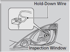 5. Reinstall the hold-down wire. Hook the end