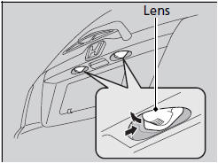 1. Push the lens on the left and pull out the