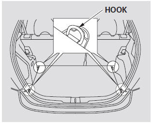 The four hooks on the floor can be used to install a net for securing items.