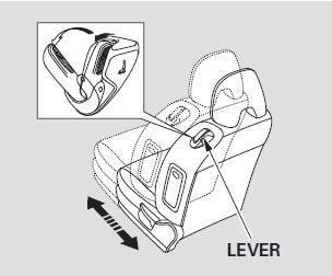 The seat can also be adjusted forward and backward using the lever on the side