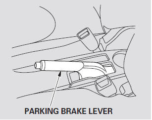To apply the parking brake, pull the lever up fully. To release it, pull up slightly,