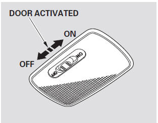 The ceiling light has a three-position switch; ON, Door Activated, and OFF. In