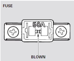 3. Check each of the large fuses in the under-hood fuse boxes by looking through