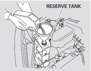 4. The coolant level should be up to the base of the filler neck. Add coolant