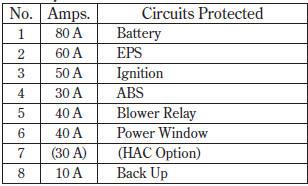 Secondary Fuse Box (On the battery)