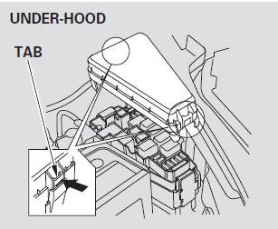 The primary under-hood fuse box is in the engine compartment on the driver’s