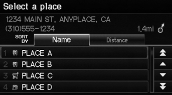 3. Select a place name from the list.
