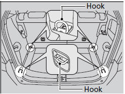 Use floor cargo hooks to secure luggage in the