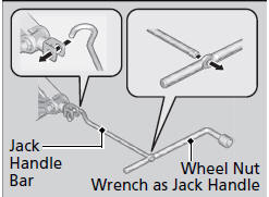 3. Raise the vehicle, using the jack handle bar