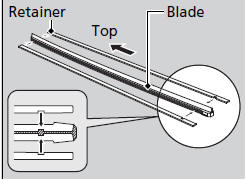 5. Remove the retainers from the rubber blade