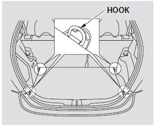 The four hooks on the floor can be used to install a net for securing items.