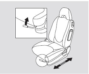 To adjust the seat forward and backward, pull up on the lever under the seat