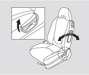 To change the seat-back angle of the front seat, pull up the lever on the outside