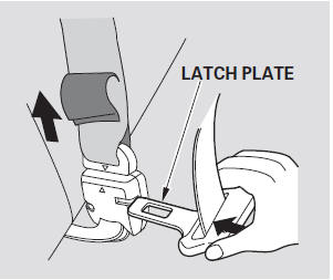 When you fold down the driver’s side rear seat, use the latch plate to release