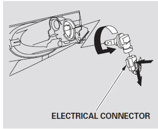 3. Remove the electrical connector from the bulb by squeezing the connector to
